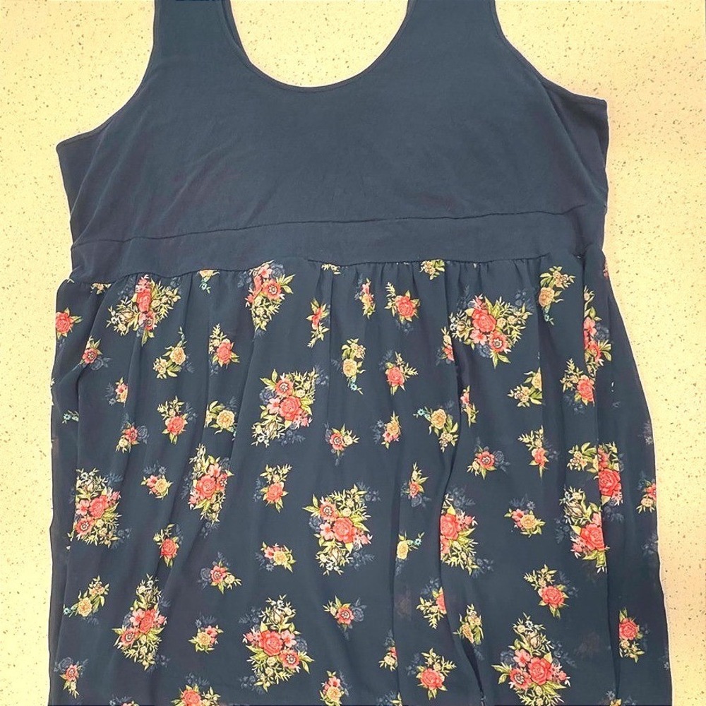 Torrid High Low Top Women 6X Blue Excellent Floral Boho‎ Mixed Media Dress